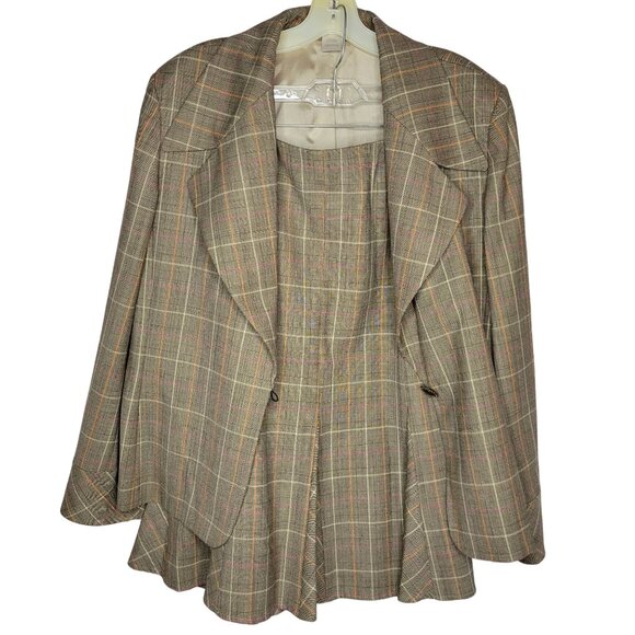 Vintage Austin Reed Women Suit Set Size 16 / XL Plaid Blazer Jacket & Skirt - Picture 1 of 16